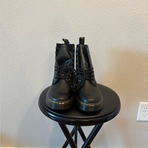 Black Lace-Up Ankle Boots